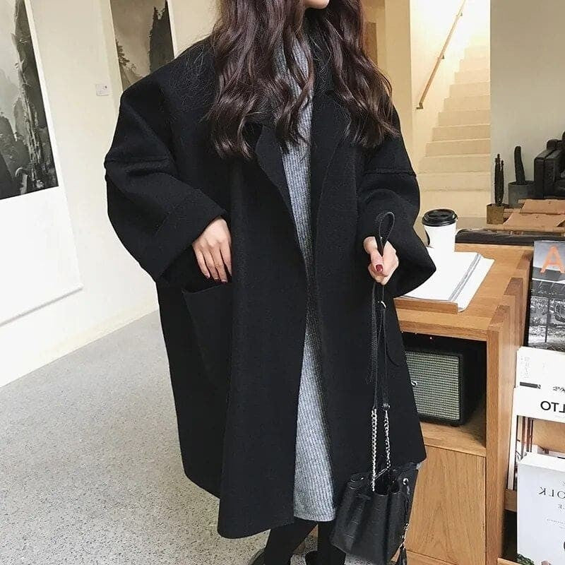 Oversized Damen-Mantel aus Wollmischung mit Reverskragen und aufgesetzten Taschen, Ansicht 7