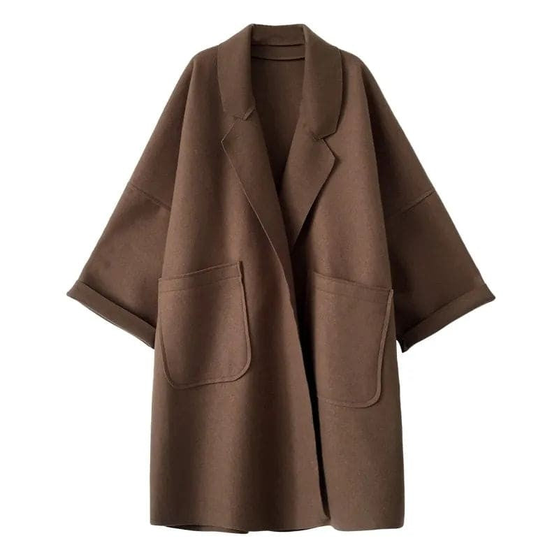 Oversized Damen-Mantel aus Wollmischung mit Reverskragen und aufgesetzten Taschen, Ansicht 8