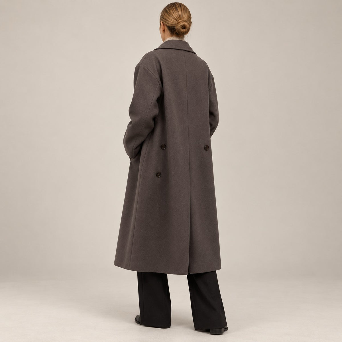 Oversized Damen-Mantel zweireihig mit Reverskragen und Rückenschlitz für Frühling und Herbst, Ansicht 2