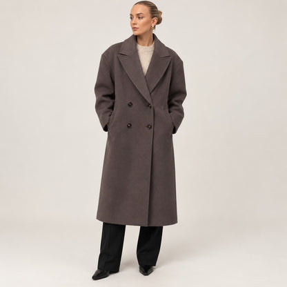 Oversized Damen-Mantel zweireihig mit Reverskragen und Rückenschlitz für Frühling und Herbst, Ansicht 4