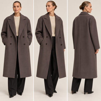 Oversized Damen-Mantel zweireihig mit Reverskragen und Rückenschlitz für Frühling und Herbst, Ansicht 8
