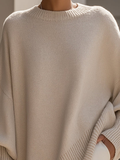 Oversized Damen-Pullover aus Wollmischung mit Rundhals und asymmetrischem Saum, Ansicht 8