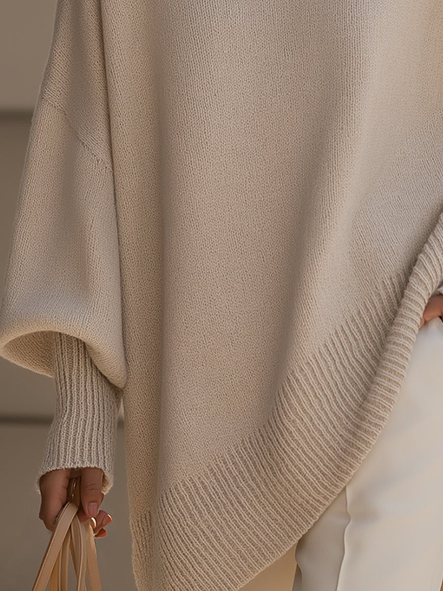 Oversized Damen-Pullover aus Wollmischung mit Rundhals und asymmetrischem Saum, Ansicht 9