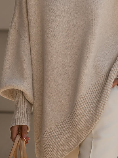 Oversized Damen-Pullover aus Wollmischung mit Rundhals und asymmetrischem Saum, Ansicht 9