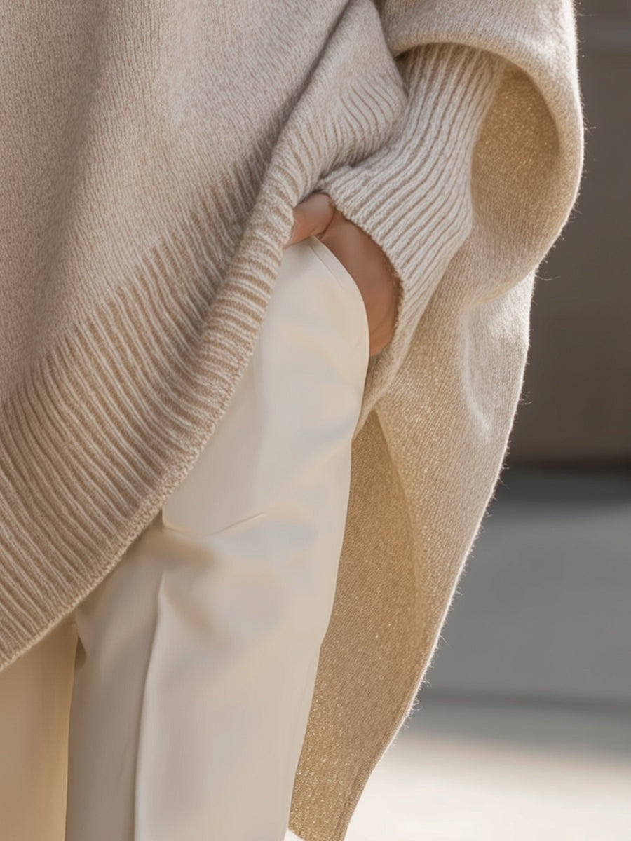 Oversized Damen-Pullover aus Wollmischung mit Rundhals und asymmetrischem Saum, Ansicht 11