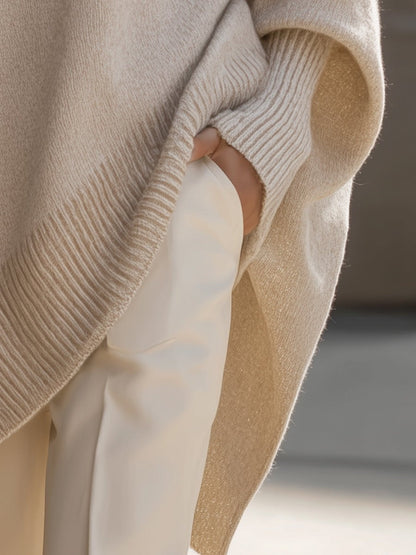 Oversized Damen-Pullover aus Wollmischung mit Rundhals und asymmetrischem Saum, Ansicht 11