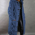 Oversized Damen-Strickjacke mit Zopfmuster, Kapuze und Taschen für Herbst und Winter