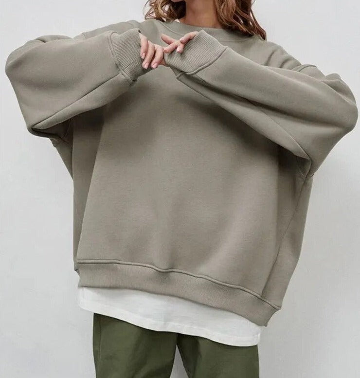 Oversized Damen-Sweatshirt mit Rundhals, überschnittenen Schultern und Rippbündchen, Ansicht 7