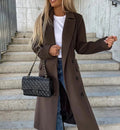 Oversized Damen-Zweireiher mit Reverskragen und Bindegürtel in langer Form für den Winter