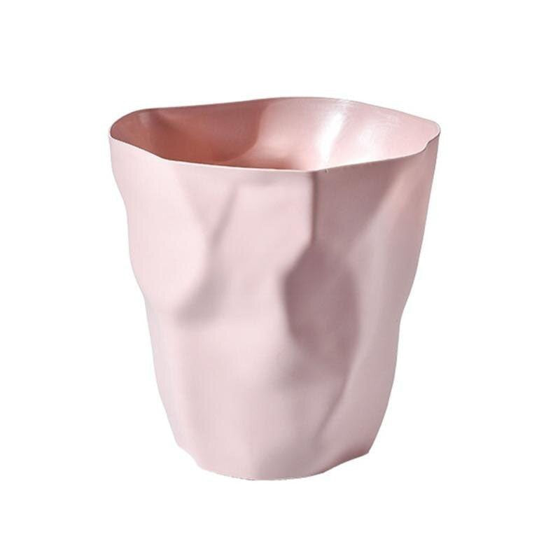 Papierkorb aus Polypropylen in Knitteroptik mit unregelmäßiger Form für Bad, Schlafzimmer und Büro in Rosa