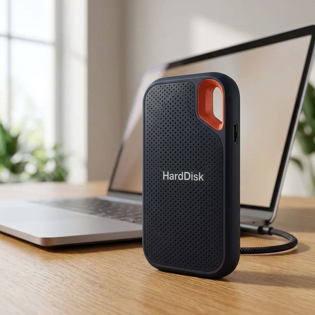 Robuste externe SSD mit USB 3.2 Typ-C und stoßfestem Gehäuse mit Öse für unterwegs, Ansicht 2