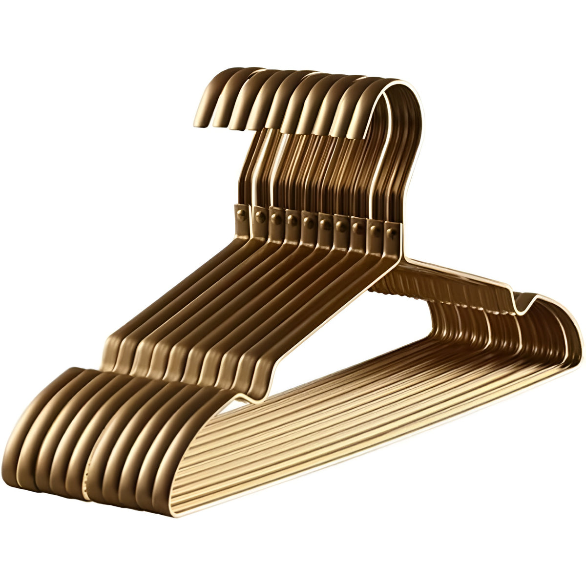 Rutschfeste Kleiderbügel aus Aluminium mit schlanker Form für den Kleiderschrank im 10er-Set in Gold