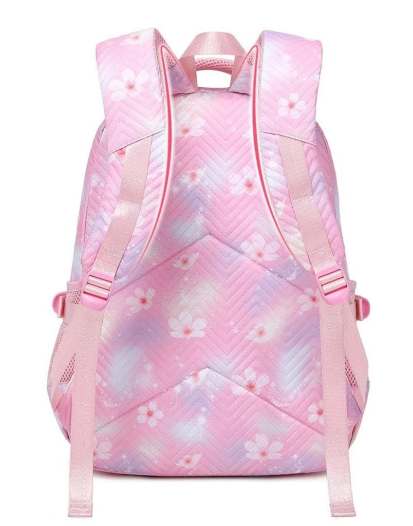Schulrucksack aus Polyester mit Blumenmuster, Comic-Motiv und verstellbaren Gurten für Kinder, Ansicht 23