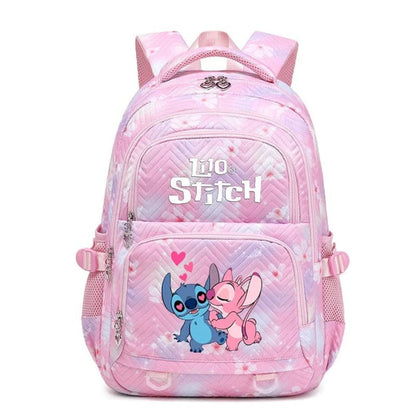 Schulrucksack aus Polyester mit Blumenmuster, Comic-Motiv und verstellbaren Gurten für Kinder in Rosa