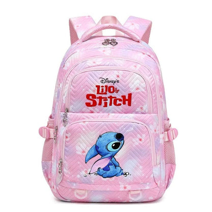 Schulrucksack aus Polyester mit Blumenmuster, Comic-Motiv und verstellbaren Gurten für Kinder in Rosa