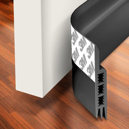 Selbstklebender Zugluftstopper aus Silikon für Türen mit starkem Klebestreifen, 99 cm lang in Schwarz