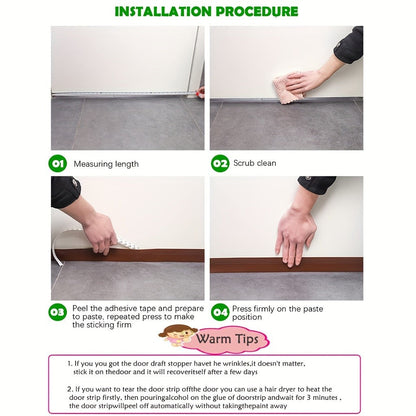 Selbstklebender Zugluftstopper aus Silikon für Türen mit starkem Klebestreifen, 99 cm lang, Ansicht 13