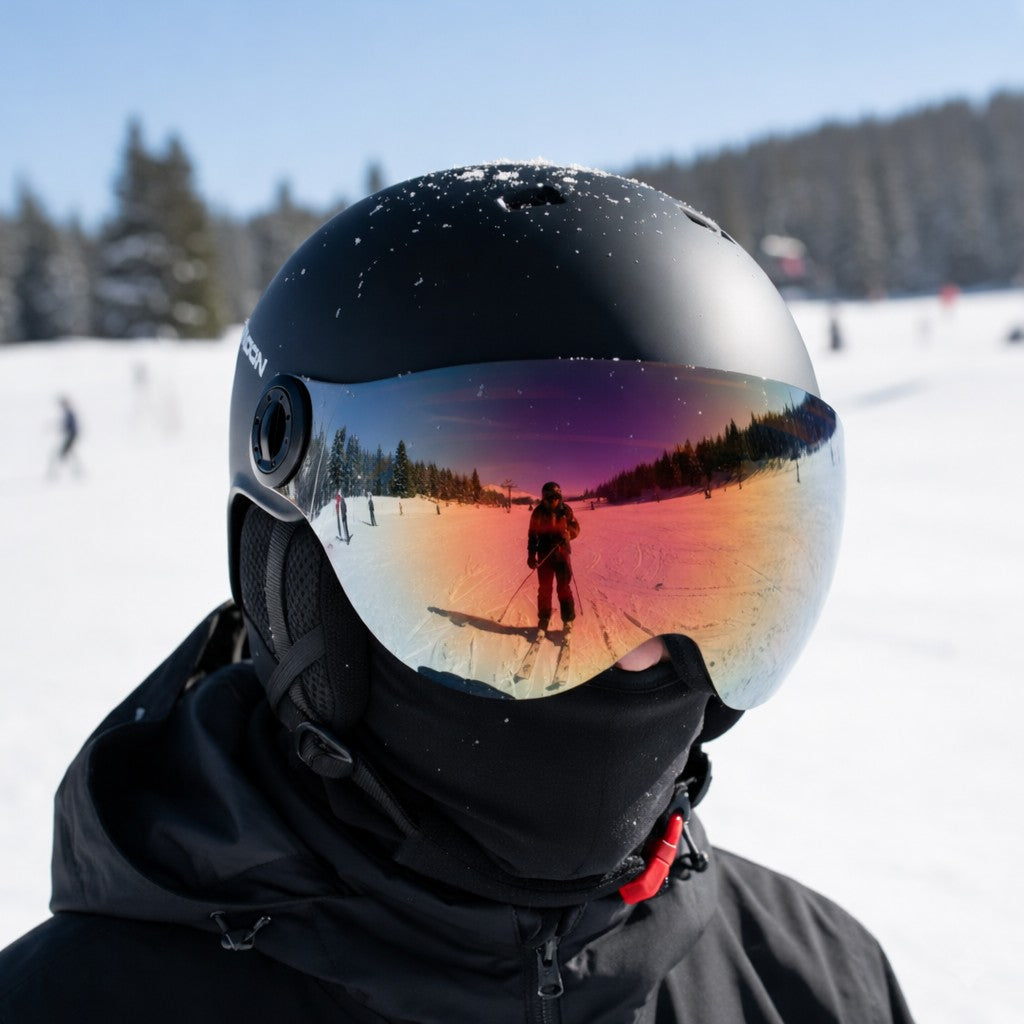 Skihelm mit abnehmbarem Visier, herausnehmbarem Innenpolster und Belüftungsöffnungen für Wintersport, Ansicht 6