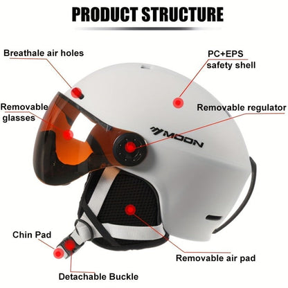 Skihelm mit abnehmbarem Visier, herausnehmbarem Innenpolster und Belüftungsöffnungen für Wintersport, Ansicht 8
