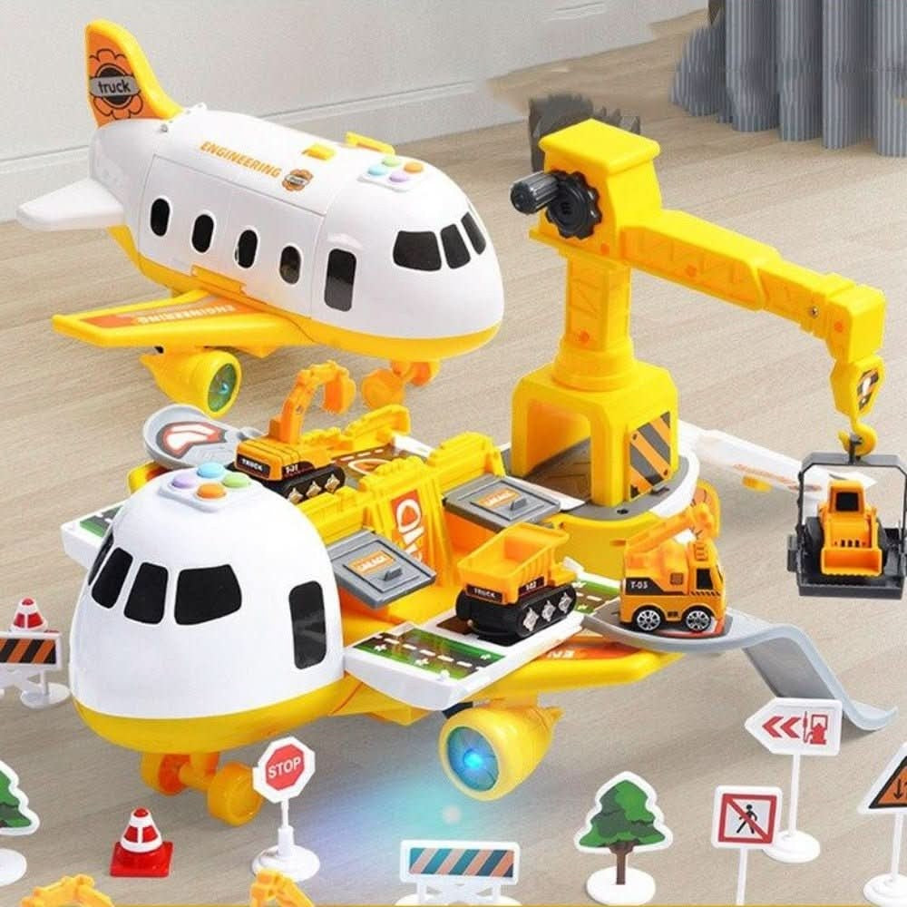 Spielset mit Transportflugzeug aus ABS-Kunststoff, Spielzeugautos und Verkehrszubehör für Kinder ab 3 Jahren, Ansicht 3