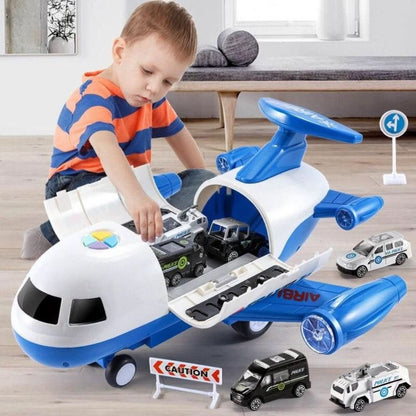 Spielset mit Transportflugzeug aus ABS-Kunststoff, Spielzeugautos und Verkehrszubehör für Kinder ab 3 Jahren, Ansicht 4
