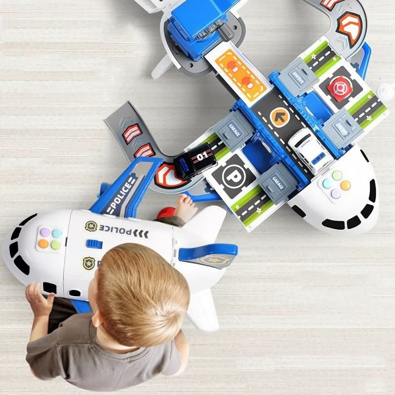 Spielset mit Transportflugzeug aus ABS-Kunststoff, Spielzeugautos und Verkehrszubehör für Kinder ab 3 Jahren, Ansicht 5