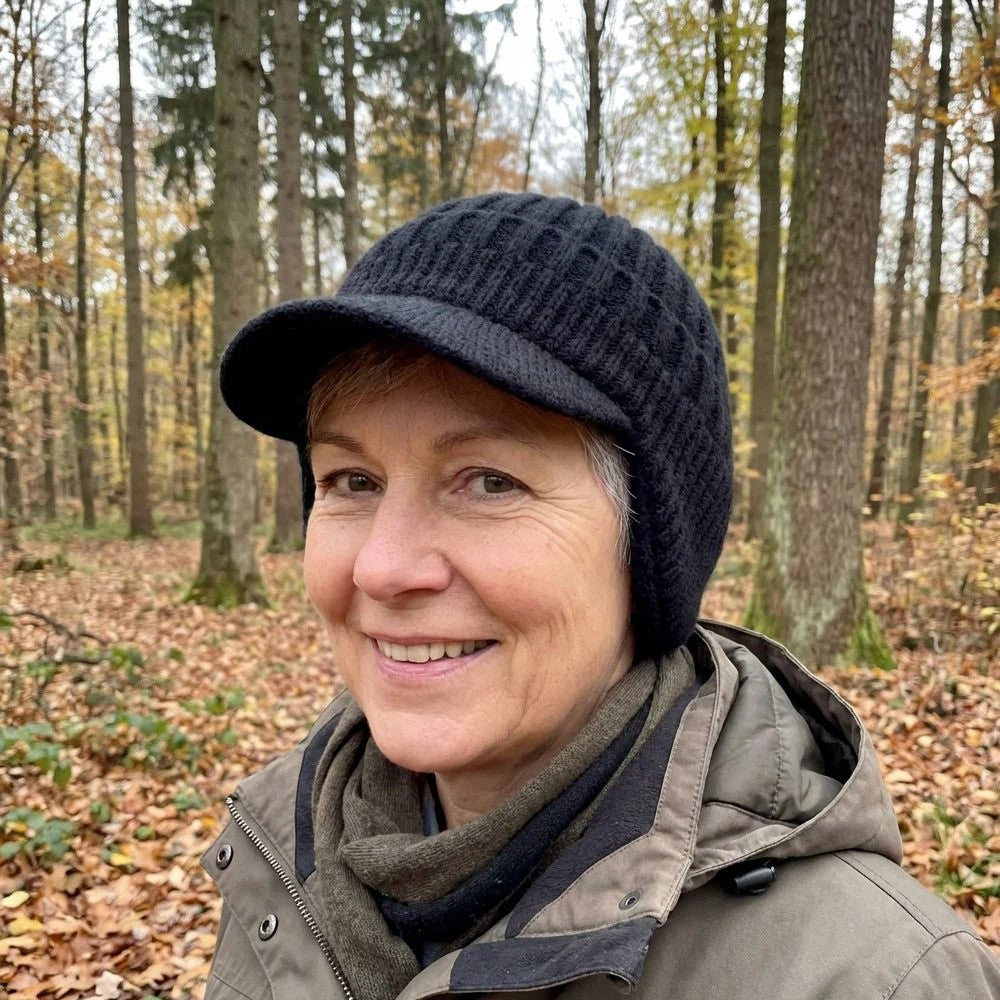 Strickmütze mit Schirm, Ohrenklappen und weichem Innenfutter für Damen und Herren, Ansicht 7