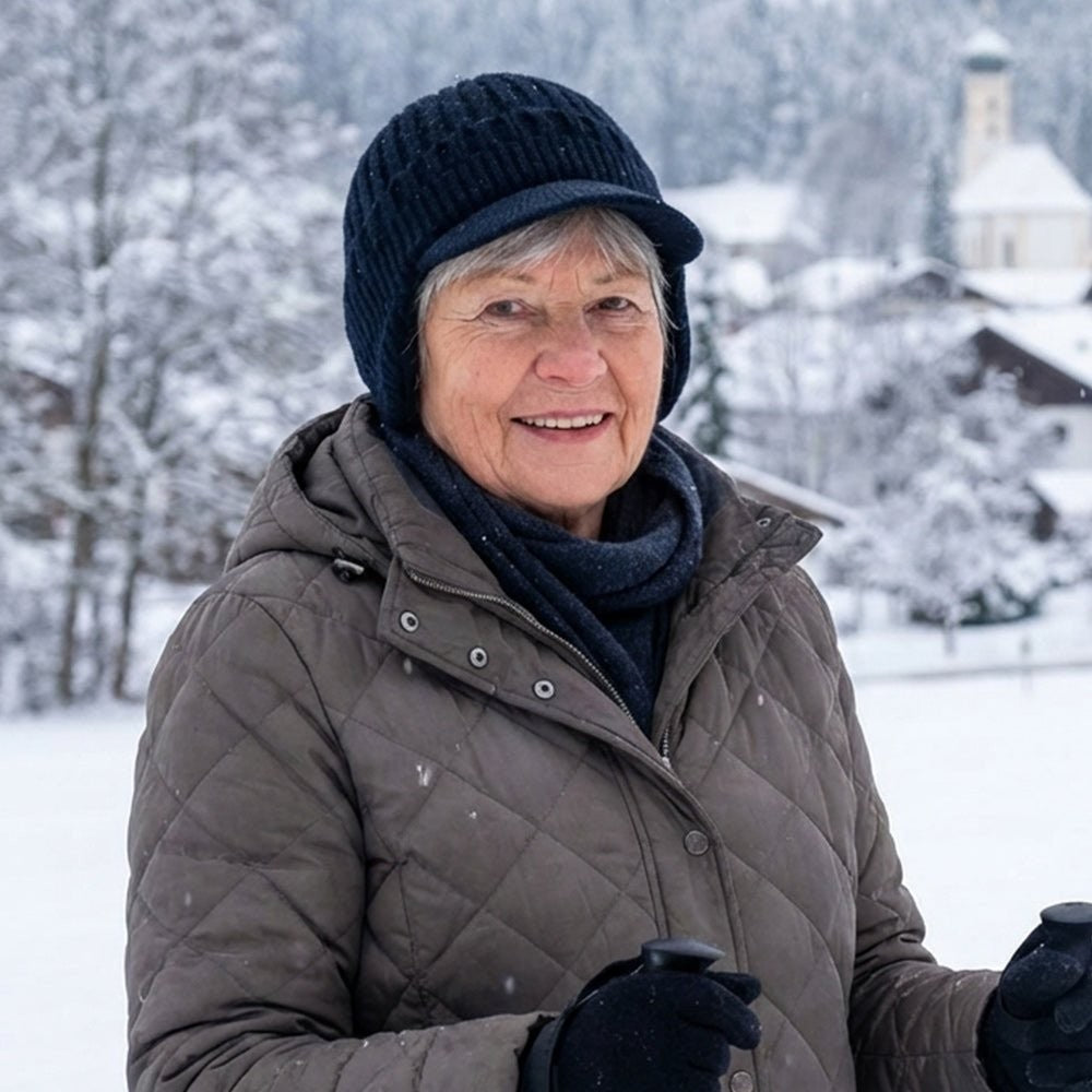 Strickmütze mit Schirm, Ohrenklappen und weichem Innenfutter für Damen und Herren, Ansicht 10