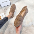 Teddyplüsch-Hausschuhe im Loafer-Schnitt mit warmem Plüschfutter und rutschfester Gummisohle
