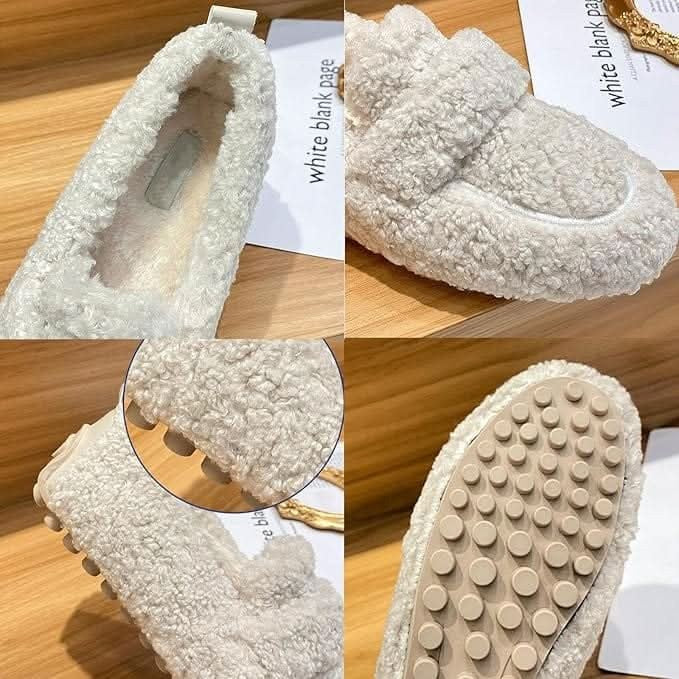 Teddyplüsch-Hausschuhe im Loafer-Schnitt mit warmem Plüschfutter und rutschfester Gummisohle, Ansicht 4