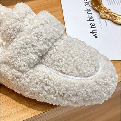 Teddyplüsch-Hausschuhe im Loafer-Schnitt mit warmem Plüschfutter und rutschfester Gummisohle, Ansicht 6