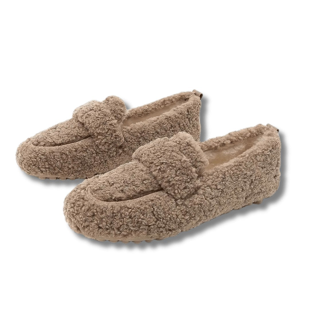 Teddyplüsch-Hausschuhe im Loafer-Schnitt mit warmem Plüschfutter und rutschfester Gummisohle, Ansicht 7