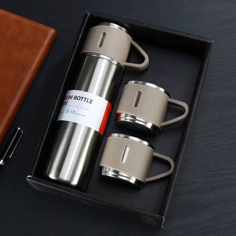Thermosflasche aus Edelstahl mit 500 ml, Deckel als Becher und 12 Stunden Wärmehaltung, Ansicht 3