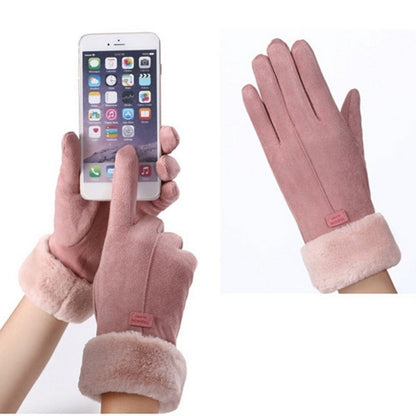 Touchscreen-Handschuhe für Damen in Wildlederoptik mit Fleecefutter und Plüschstulpe, Ansicht 14