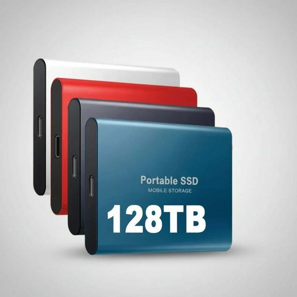Tragbare externe SSD mit USB-C, USB 3.1 und Aluminiumgehäuse für Laptop, PC und Tablet in Schwarz
