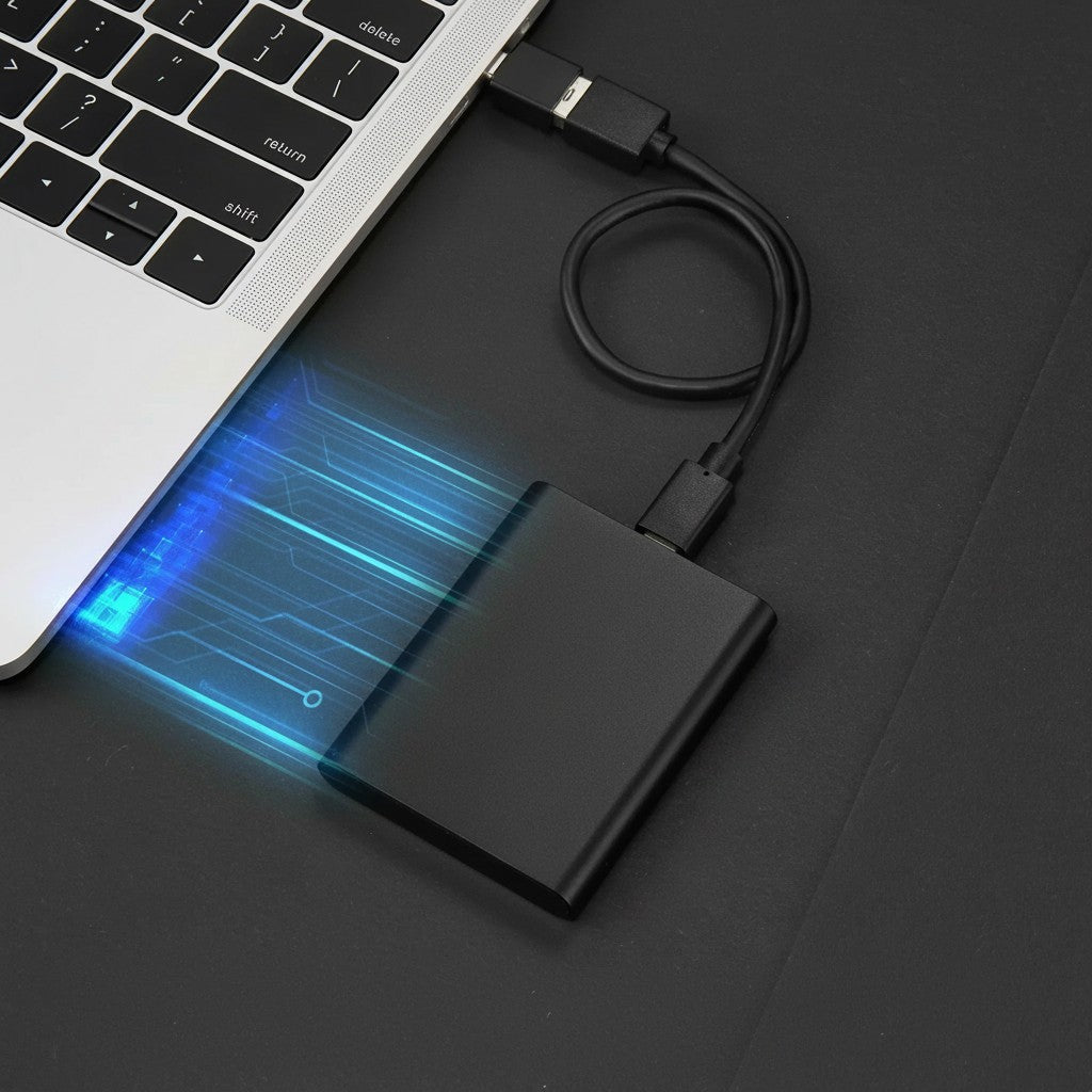 Tragbare externe SSD mit USB-C, USB 3.1 und Aluminiumgehäuse für Laptop, PC und Tablet, Ansicht 3