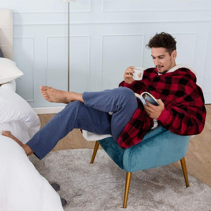 Übergroße Hoodie-Decke aus Fleece mit Sherpa-Futter, großer Kapuze und Kängurutasche, Ansicht 21
