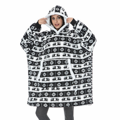 Übergroße Hoodie-Decke aus Fleece mit Sherpa-Futter, großer Kapuze und Kängurutasche, Ansicht 23
