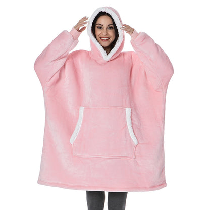 Übergroße Hoodie-Decke aus Fleece mit Sherpa-Futter, großer Kapuze und Kängurutasche, Ansicht 24