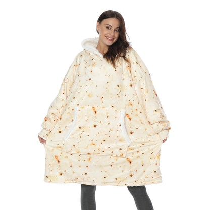 Übergroße Hoodie-Decke aus Fleece mit Sherpa-Futter, großer Kapuze und Kängurutasche, Ansicht 26