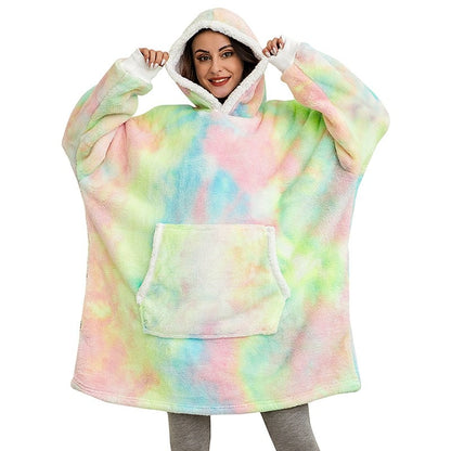 Übergroße Hoodie-Decke aus Fleece mit Sherpa-Futter, großer Kapuze und Kängurutasche, Ansicht 37