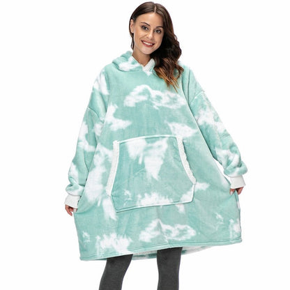 Übergroße Hoodie-Decke aus Fleece mit Sherpa-Futter, großer Kapuze und Kängurutasche, Ansicht 38