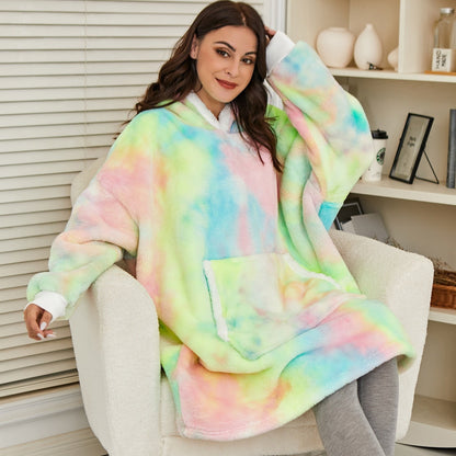 Übergroße Hoodie-Decke aus Fleece mit Sherpa-Futter, großer Kapuze und Kängurutasche, Ansicht 39