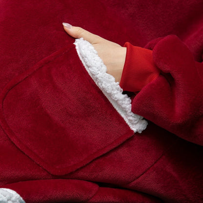 Übergroße Hoodie-Decke aus Fleece mit Sherpa-Futter, großer Kapuze und Kängurutasche, Ansicht 50