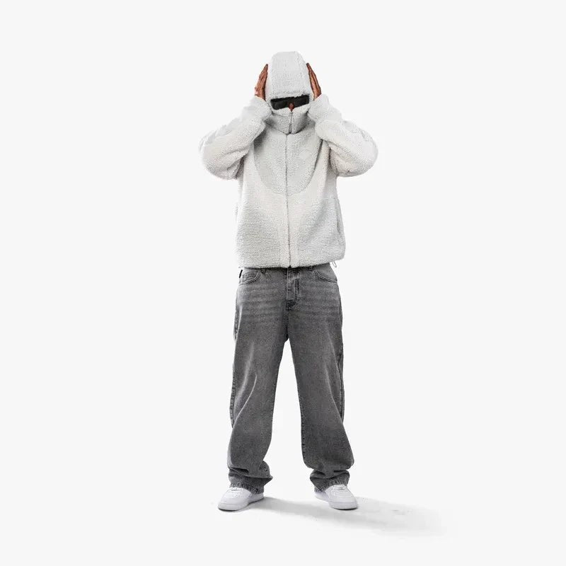 Unisex-Teddyfleece-Kapuzenjacke mit durchgehendem Reißverschluss und Colourblock-Design, Ansicht 6