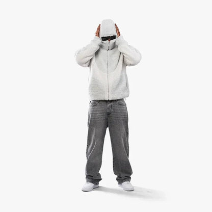 Unisex-Teddyfleece-Kapuzenjacke mit durchgehendem Reißverschluss und Colourblock-Design, Ansicht 6