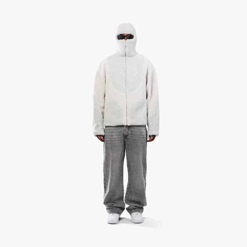 Unisex-Teddyfleece-Kapuzenjacke mit durchgehendem Reißverschluss und Colourblock-Design, Ansicht 7