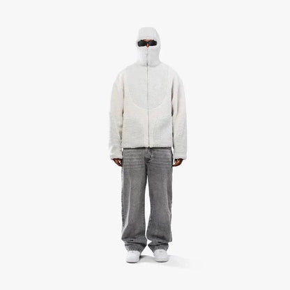 Unisex-Teddyfleece-Kapuzenjacke mit durchgehendem Reißverschluss und Colourblock-Design, Ansicht 7