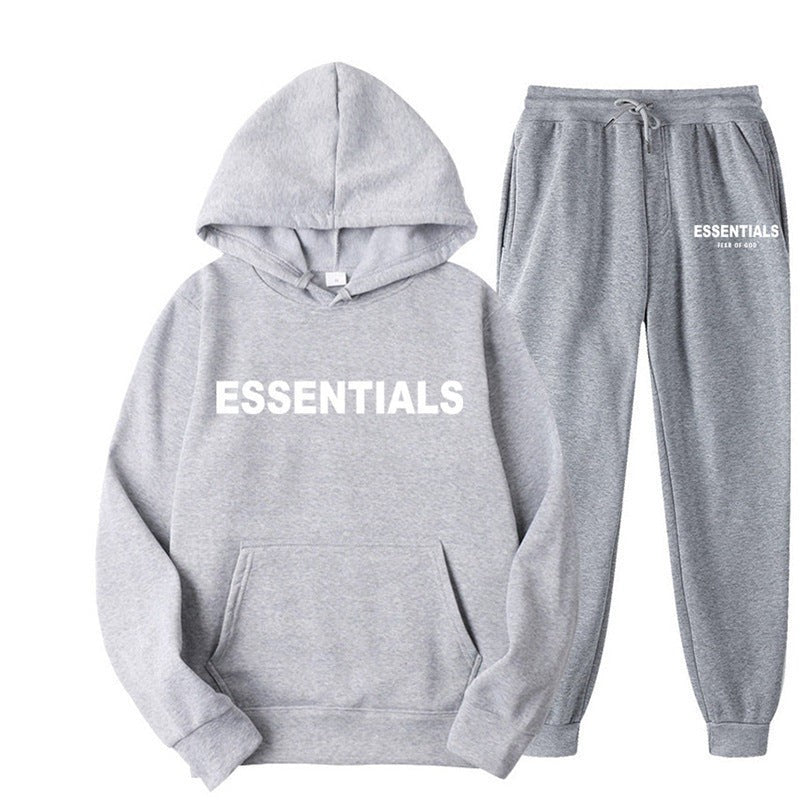 Unisex Trainingsanzug aus atmungsaktivem Stretchstoff mit Kapuzenpullover und Jogginghose in Hellgrau