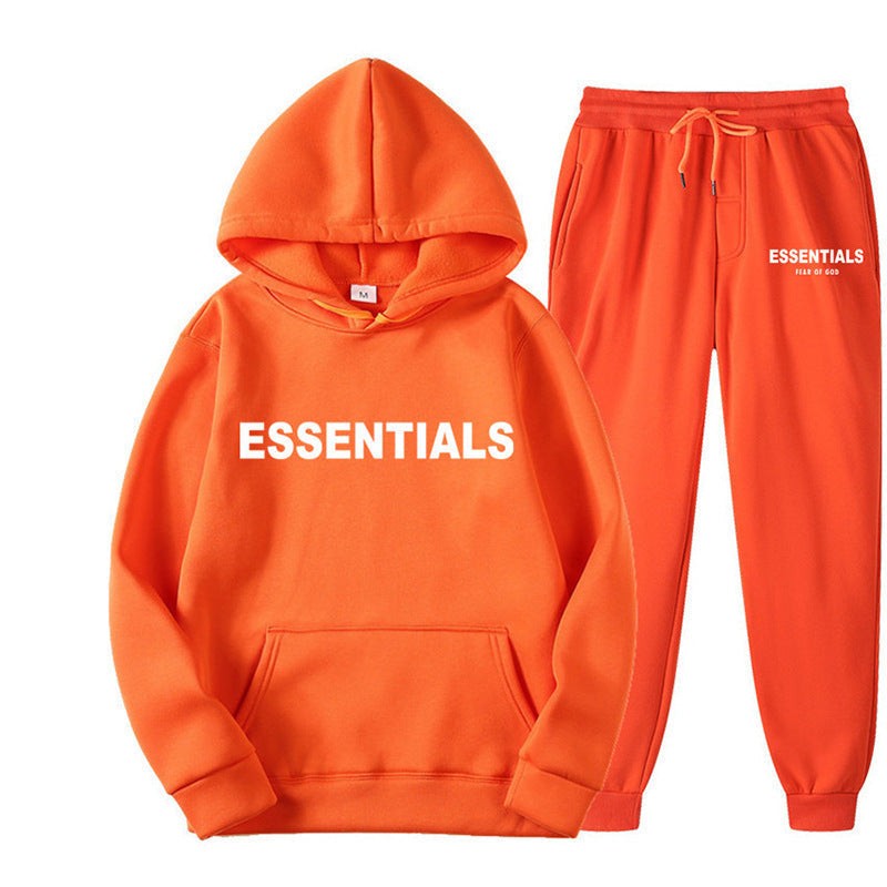 Unisex Trainingsanzug aus atmungsaktivem Stretchstoff mit Kapuzenpullover und Jogginghose in Orange
